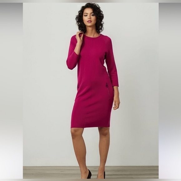 Joseph Ribkoff NWT Mini Pink Knit Bodycon Dress Women's Size Medium - Picture 1 of 12